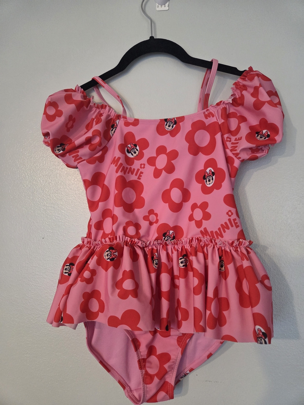 Disney Pink Swimsuit with Red Floral Minnie Print